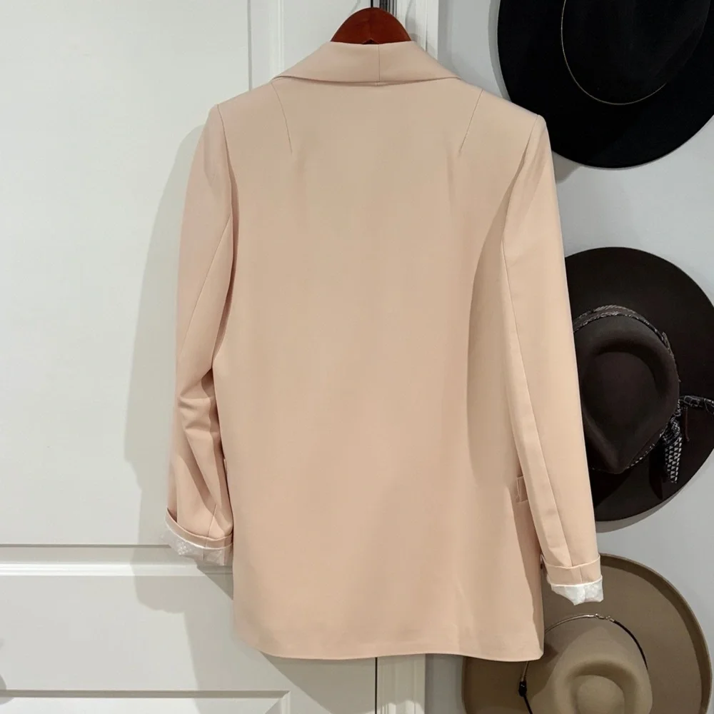 Shorts Blazer Set Blush Pink Double-Breasted Blazer Size M - Picture 3 of 7